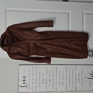 Womens Tan Faux Leather Maxi Dress